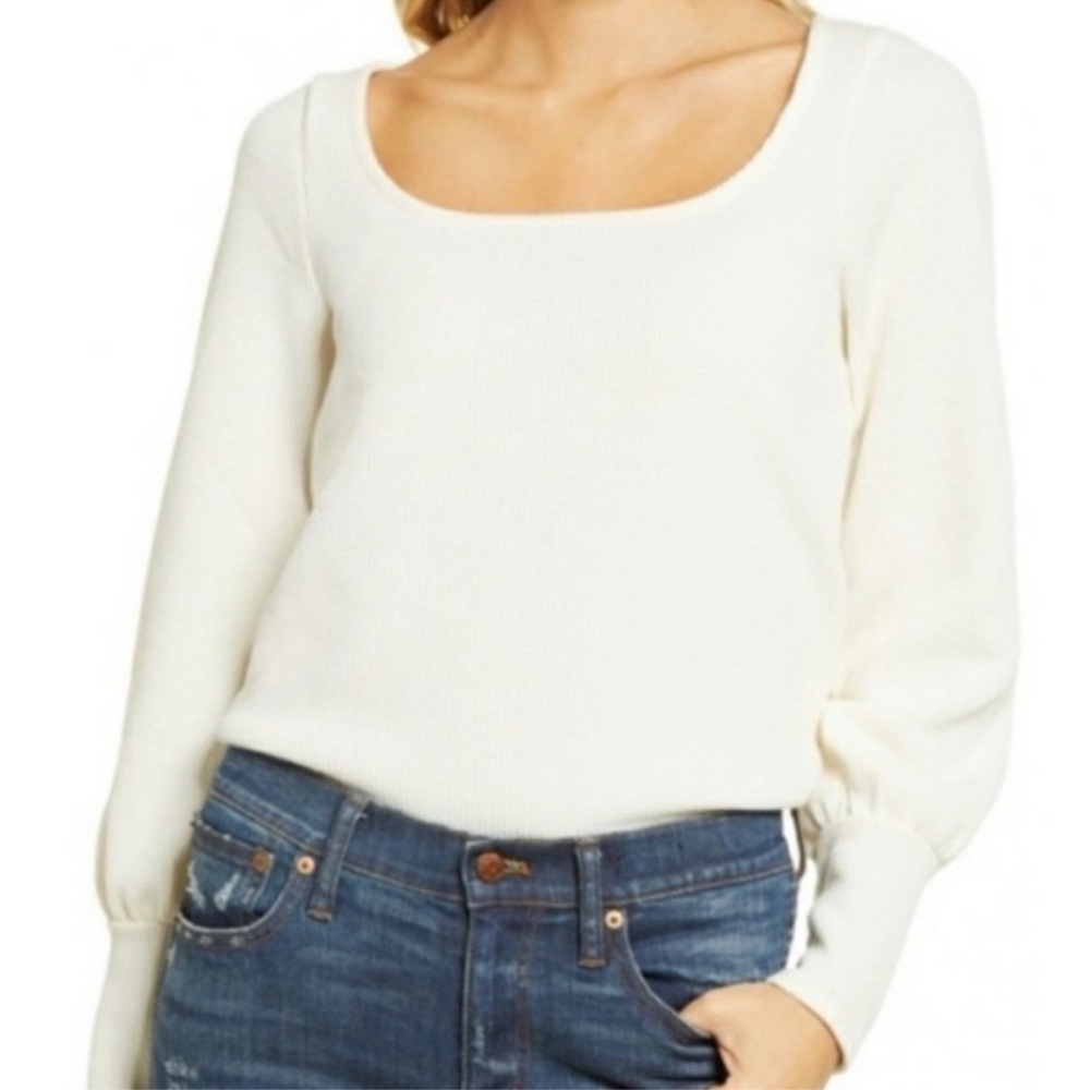 Madewell Ottoman Rib Square-Neck Top White Size S